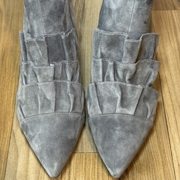 Aerosoles Womens 7.5 Loloa Suede Ankle Boot Bootie Gray Cottagecore Boho Ruffle - Picture 10 of 14